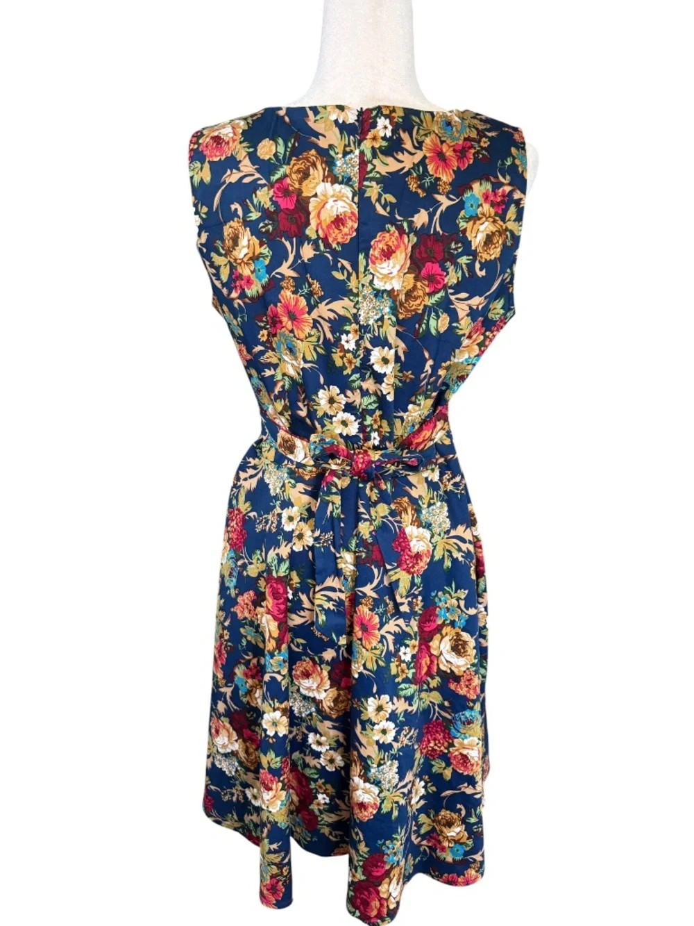 Blue Floral Midi Tea Dress Size Large